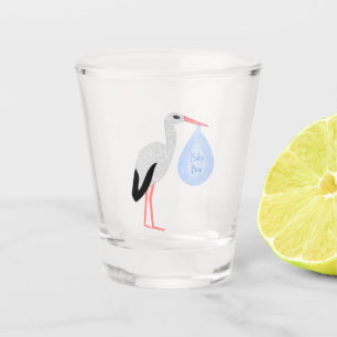 Verre A Shot Cute Blue Baby Boy Stork