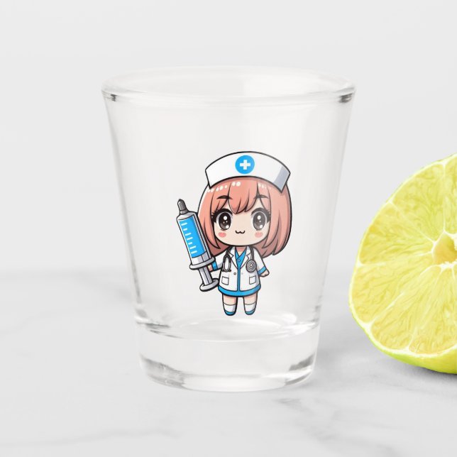 Verre A Shot Cute Chibi Nurse - soins de santé, anime, médecine (Devant)