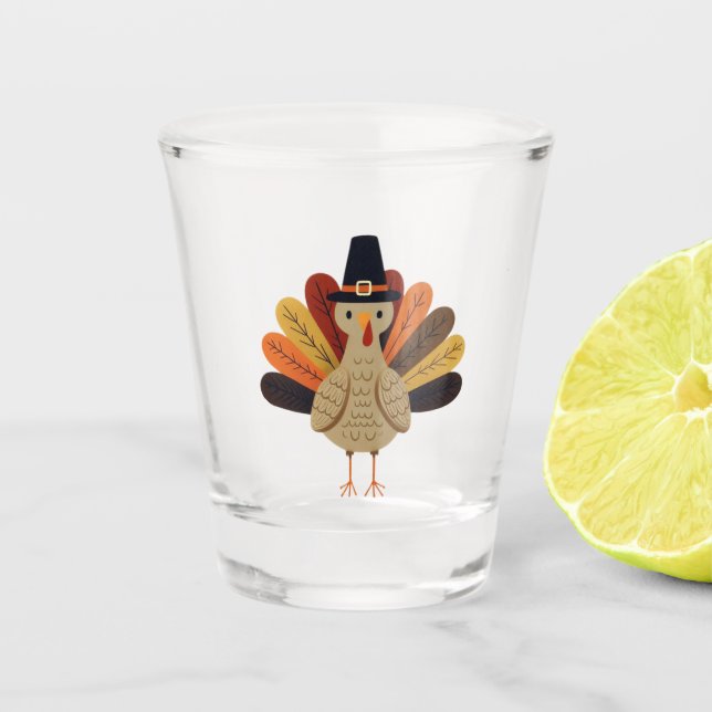 Verre A Shot Cute, classique/vintage Thanksgiving Turquie (Devant)