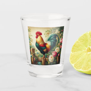 Verre A Shot Cute coq rustique/vintage