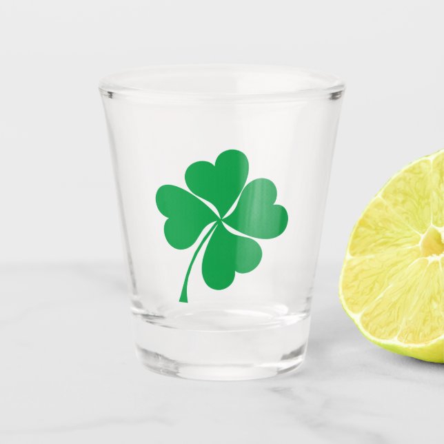 Verre A Shot Cute Green Lucky 4 coeur feuille Clover shamrock (Devant)