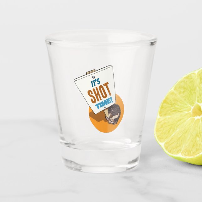 Verre A Shot Cute Hedgehog It's Shot Time! Picket Sign Cartoon (Devant)