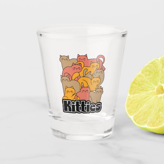Verre A Shot Cute Kitties Design - Cat Art adorable (Devant)