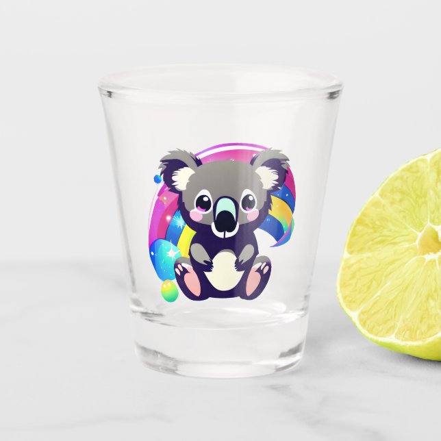 Verre A Shot Cute Koala Ours et arc-en-ciel (Devant)