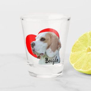 Verre A Shot Cute Orange Beagle Four Baby Love Heart