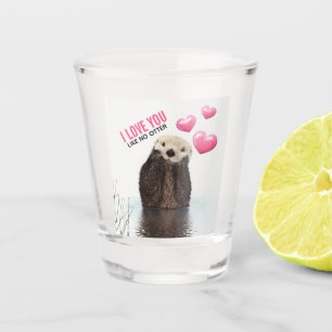 Verre A Shot Cute Otter avec Coeurs roses Vous aimez jouer