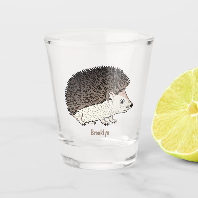 Verre A Shot Cute prickly hedgehog cartoon (Devant)