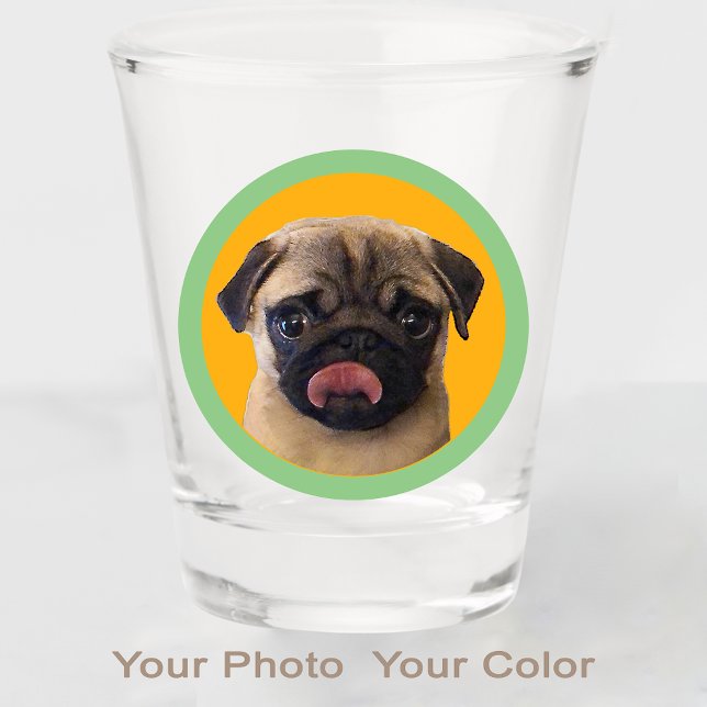 Verre A Shot Cute Pug Dog Lover Photo Orange Stocking Stuffer  (Créateur téléchargé)