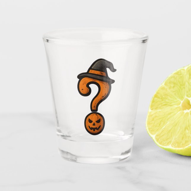Verre A Shot Cute Pumpkin Halloween Question Mark Shot Glass (Devant)