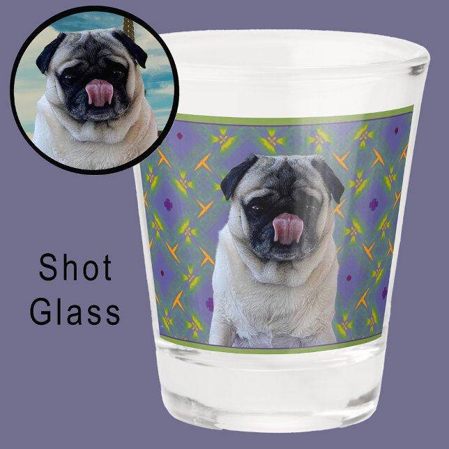 Verre A Shot Cute Purple Modern Photo Gift for Puppy Dog Mom (Créateur téléchargé)