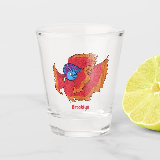 Verre A Shot Cute Siamese combat poisson betta dessin (Devant)