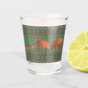 Verre A Shot Cute sud-ouest Javelina Famille Cuivre Turquoise