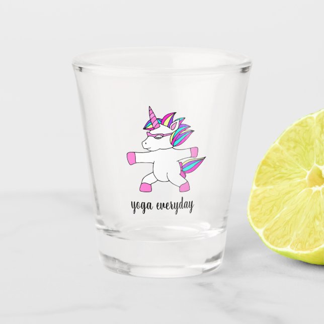 Verre A Shot Cute unicorne pratiquant le yoga (Devant)