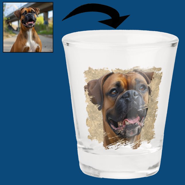 Verre A Shot Cute Unique Boxer Noir Or Chien Papa Photo Amoureu (Créateur téléchargé)