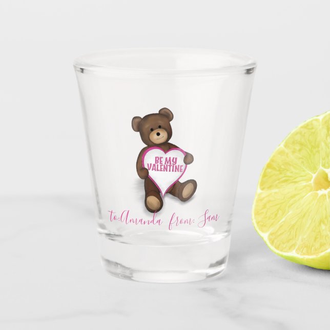 Verre A Shot Cute Valentine's Day Teddy Bear Whimsical (Devant)