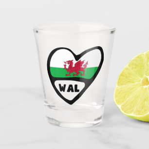 Verre A Shot Cymru Pays de Galles Code Pays WAL Drapeau Coeur T