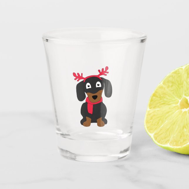 Verre A Shot Dachshund de Noël (Devant)