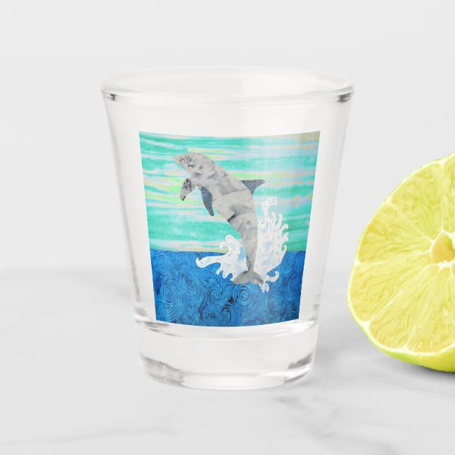 Verre A Shot Dauphin Jumping Océan Splashing Beach Lover (Devant)