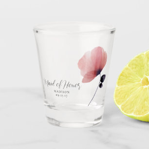 Verre A Shot Demoiselle d'Honneur Blush Poppy Aquarelle Personn