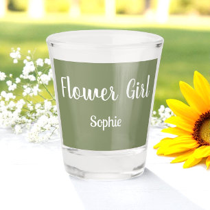 Verre A Shot Demoiselle d'honneur Fleur Fille Vert Sauge