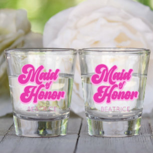 Verre A Shot Demoiselle d'Honneur Rose Bubble Gum Nom Personnal