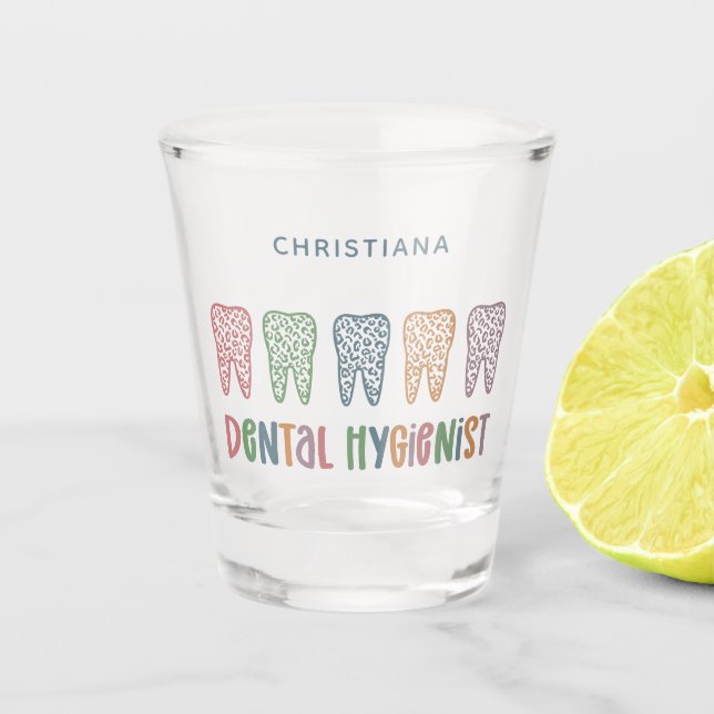 Verre A Shot Dentaire personnalisé Hygiéniste dents Empreintes  (Devant)