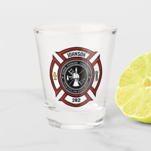 Verre A Shot Département des pompiers AJOUTEZ NOM Insigne de po