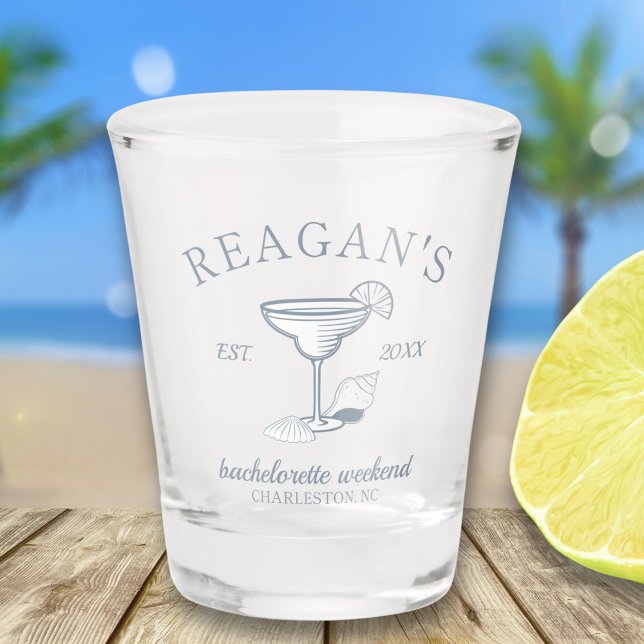 Verre A Shot "Dernier Toast sur la Côte" Enterrement de Vie de  ("last toast on the coast" custom bachelorette shot glass girls weekend beach trip gift party favor)