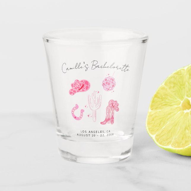Verre A Shot Dernière Disco Rodeo Bachelorette Week-end (Devant)
