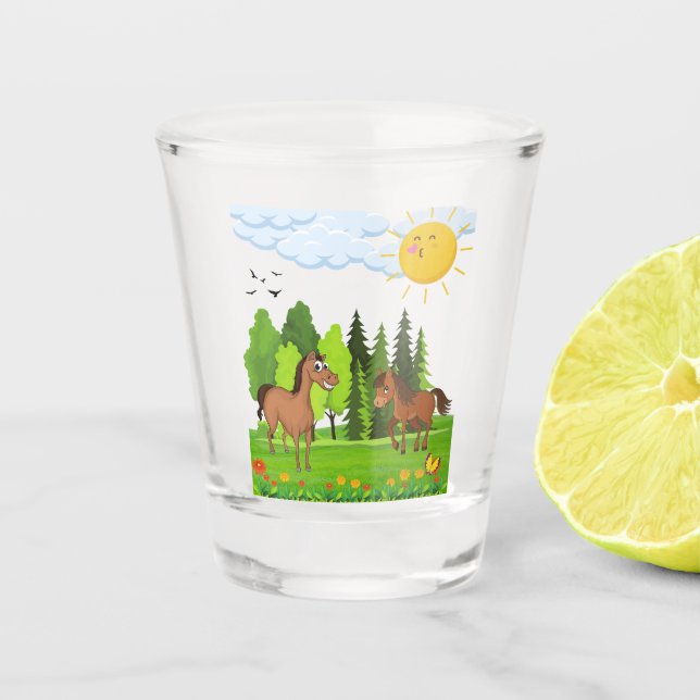 Verre A Shot Design de petits chevaux pour les enfants (Devant)