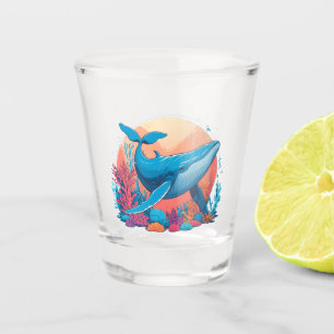 Verre A Shot Design Graphique Coloré D'Une Baleine