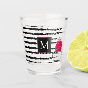 Verre A Shot Design motif rayé Cactus rose