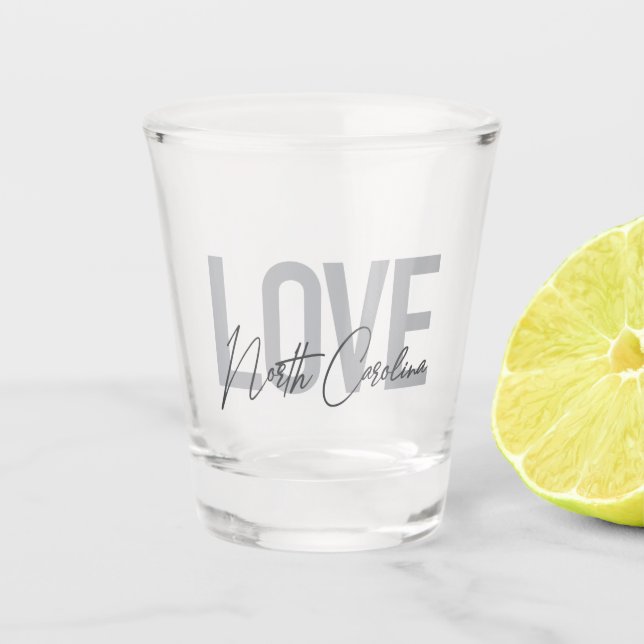 Verre A Shot Design urbain simple, moderne, Amour Caroline du N (Devant)