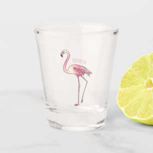 Verre A Shot dessin animé d'oiseau Flamant rose