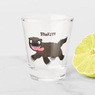 Verre A Shot Dessin animé drôle de carcajou affamé