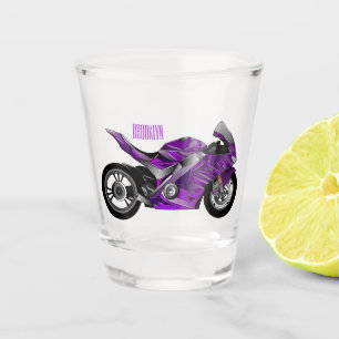 Verre A Shot Dessin de moto de sport violet