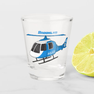 Verre A Shot Dessin d'hélicoptère du service de police mignon