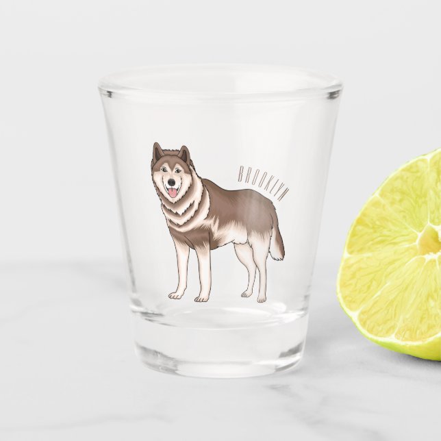 Verre A Shot dessin humoristique sibérien husky (Devant)