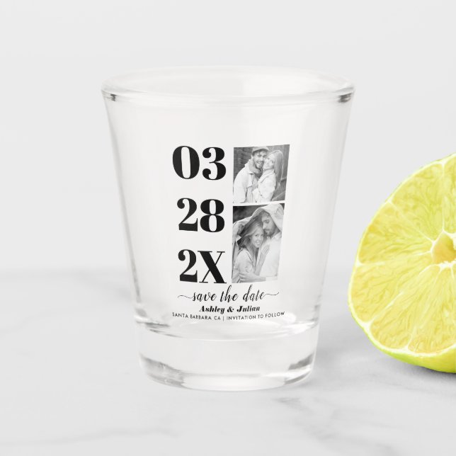 Verre A Shot Deux photos modernes en noir et blanc Enregistrer  (Devant)