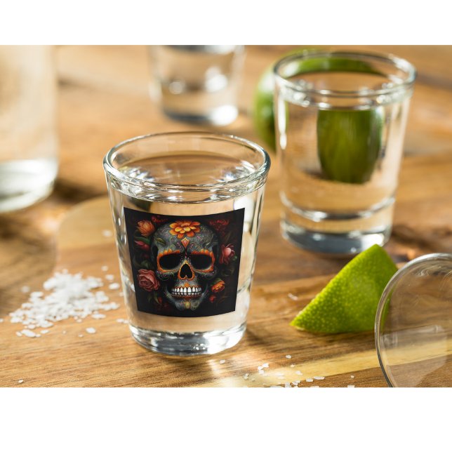 Verre A Shot Dia de los Muertos peint crâne calavera (Créateur téléchargé)