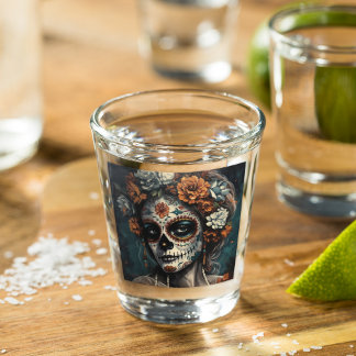 Verre A Shot Dia de los muertos visage peint