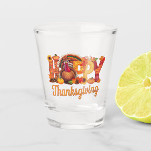 Verre A Shot Dindes de Thanksgiving heureux tombent