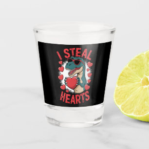 Verre A Shot Dinosaure de la Saint-Valentin Je vole les cœurs A