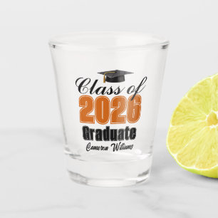 Verre A Shot Diplômé Orange Personnalisé de la Promotion 2026