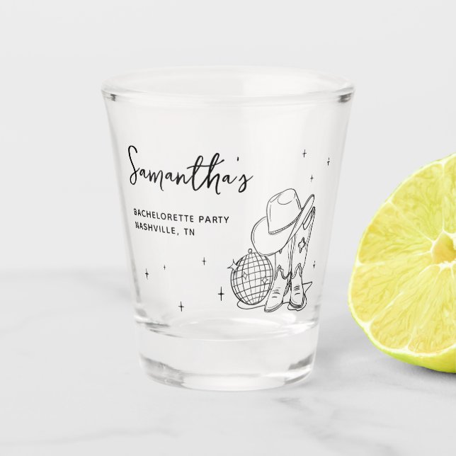 Verre A Shot Disco Western Cowgirl Enterrement de Vie de Jeune  (Devant)