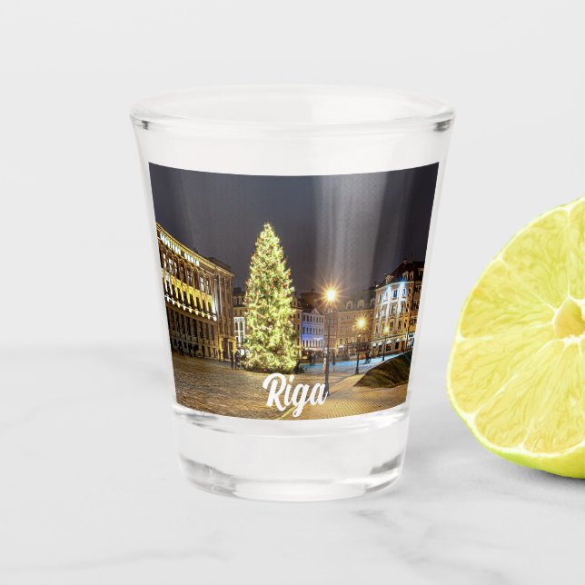 Verre A Shot Dôme Carré avec sapin de Noël à Riga (Devant)