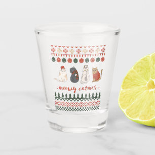 Verre A Shot Doodles de chats mignons pour Noël