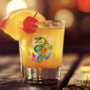 Verre A Shot Dragon chinois vert Koi