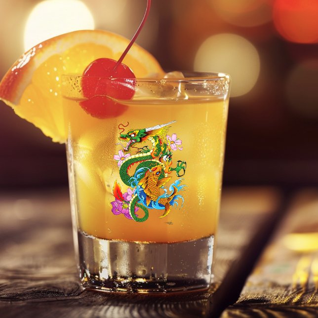 Verre A Shot Dragon chinois vert Koi (Créateur téléchargé)