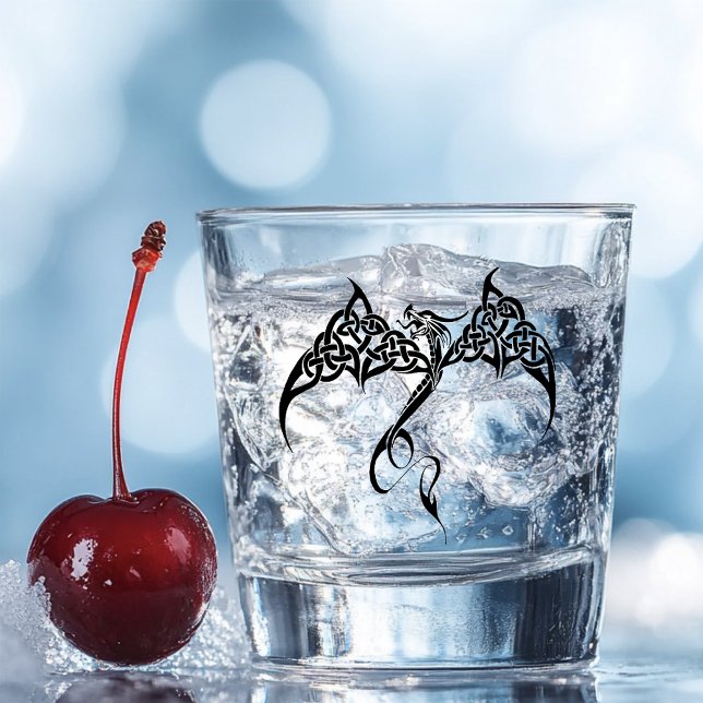 Verre A Shot Dragon tribal celtique noir blanc (Créateur téléchargé)